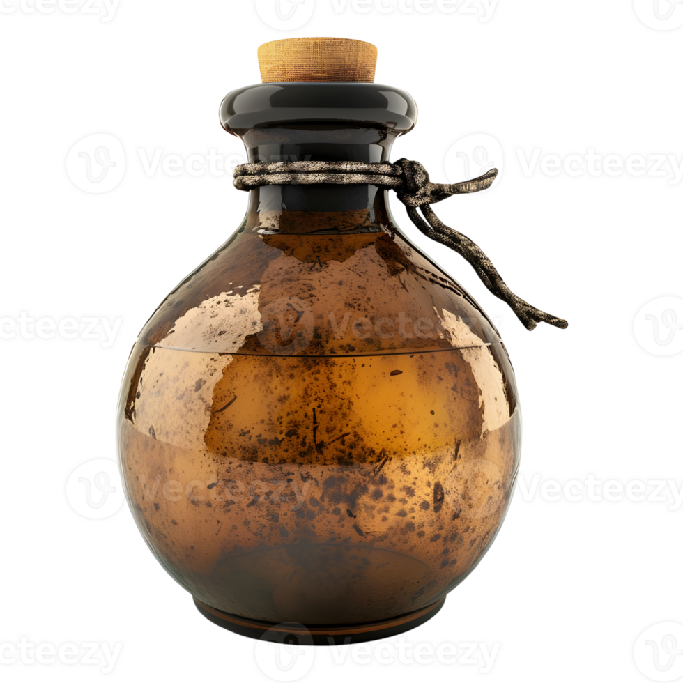 3D Rendering of a Magic Potion Bottle Transparent Background png
