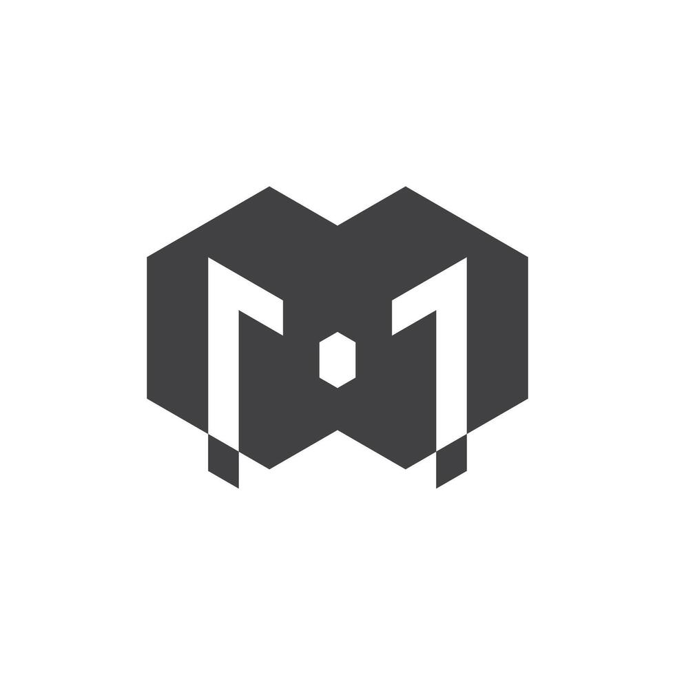 letter m hexagonal box arrow simple logo vector