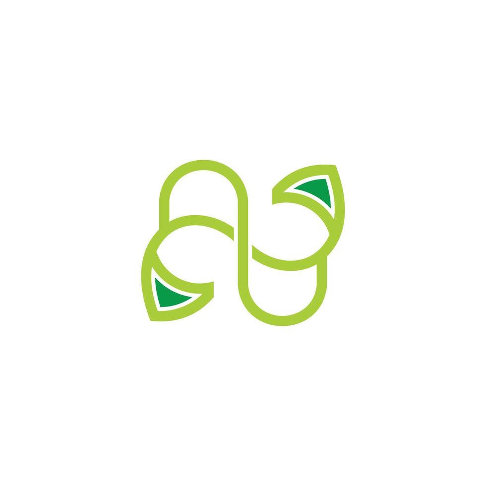 letter nn natural green leaf vegetables logo vector