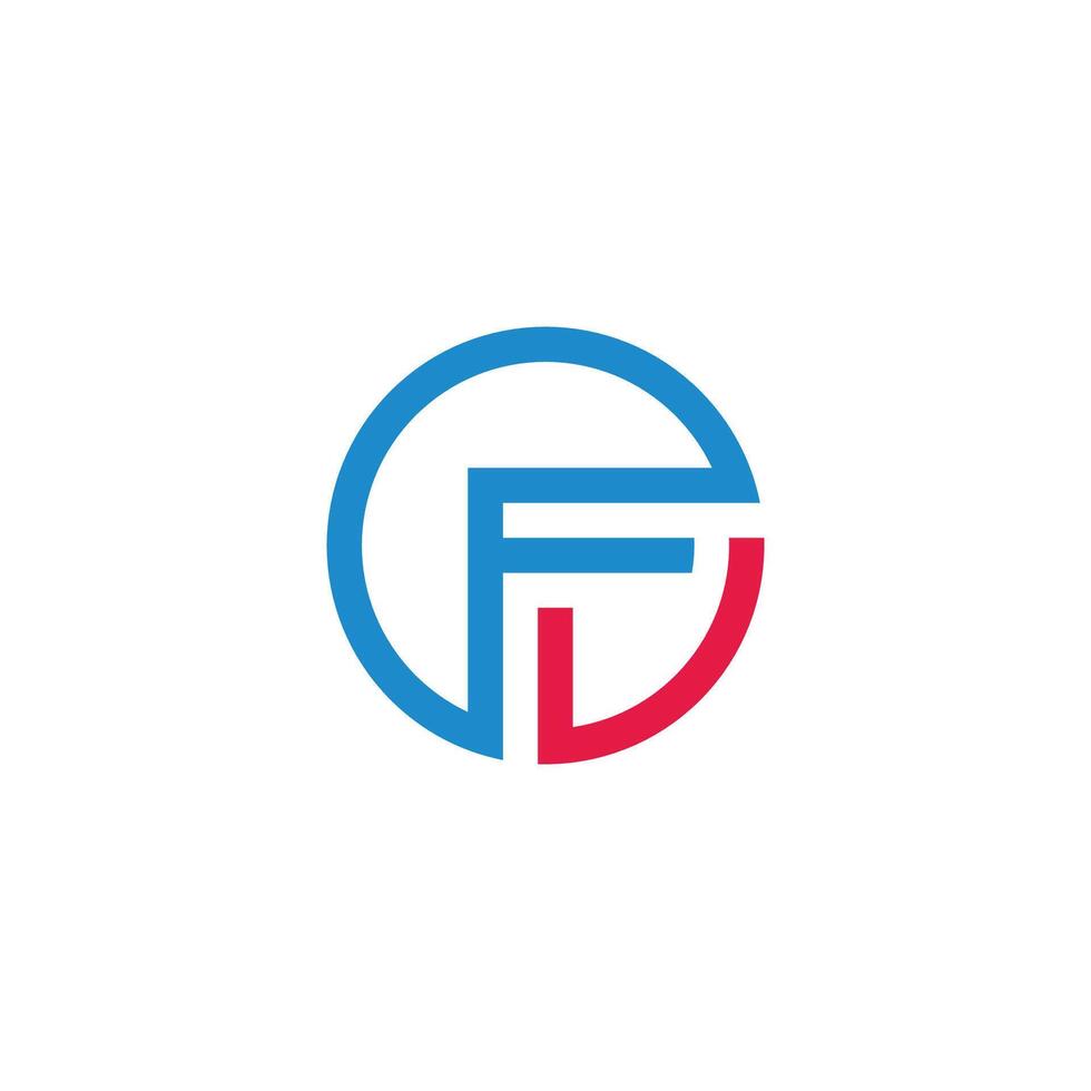 letter fv colorful circles geometric lines logo vector
