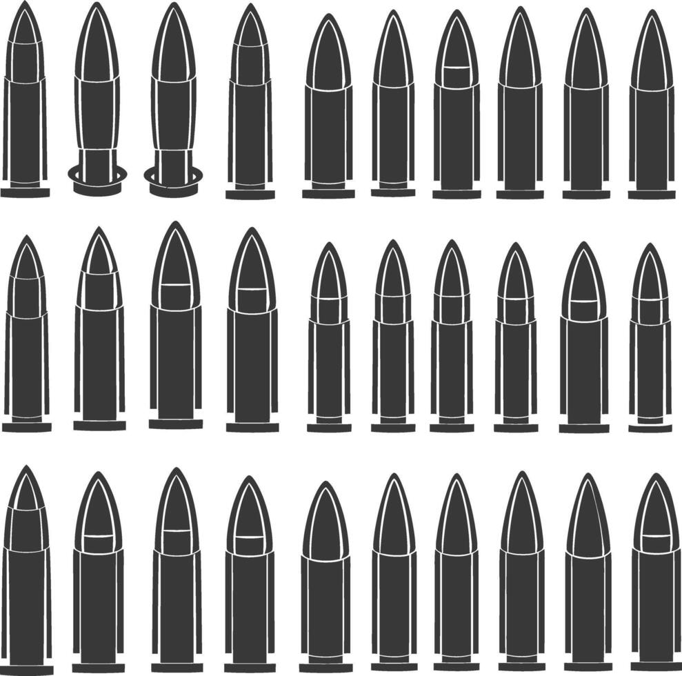 Silhouette bullets black color only vector