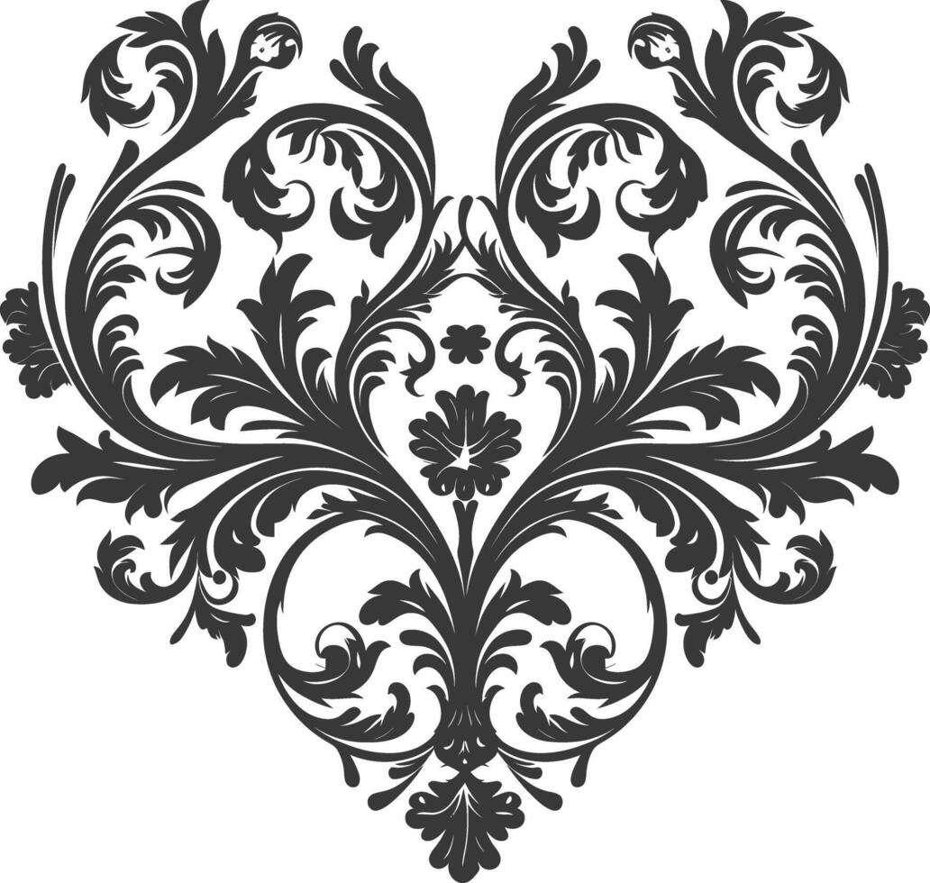 silueta hogar forma barroco ornamento con filigrana floral elemento negro color solamente vector