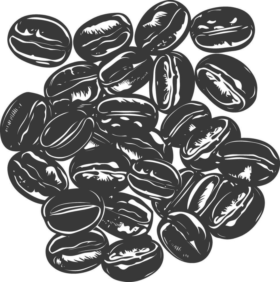Silhouette coffee beans black color only vector