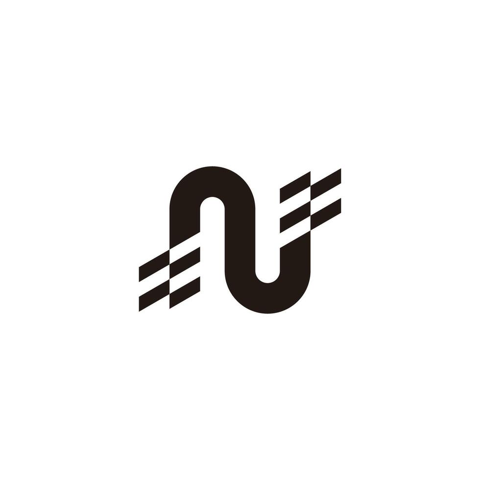 letter n stripes race flag road logo vector