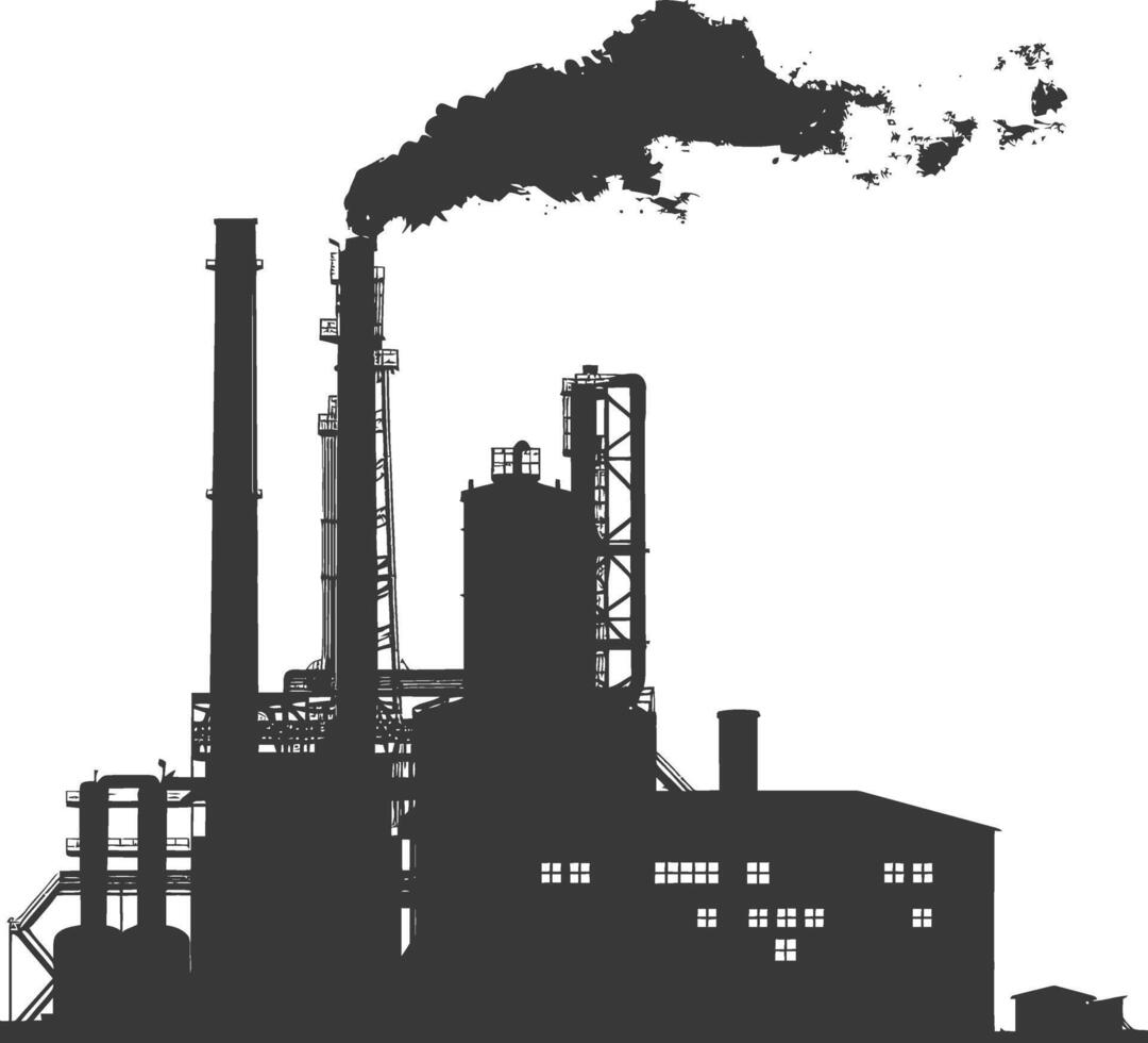 Silhouette industrial building factory black color only vector