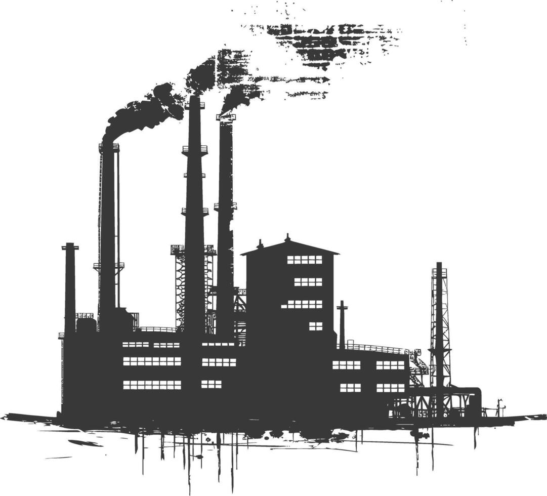 Silhouette industrial building factory black color only vector