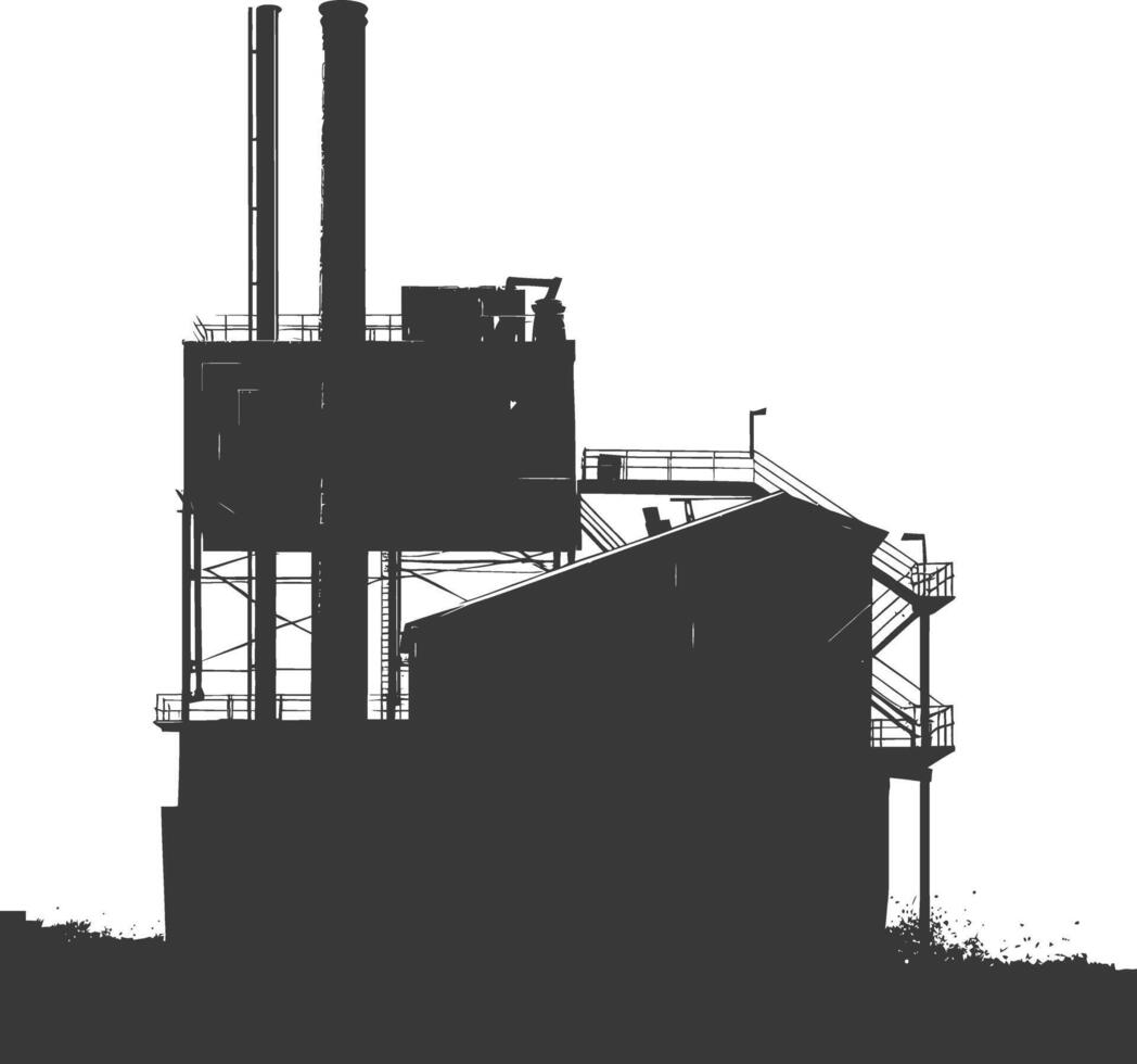 Silhouette industrial building factory black color only vector
