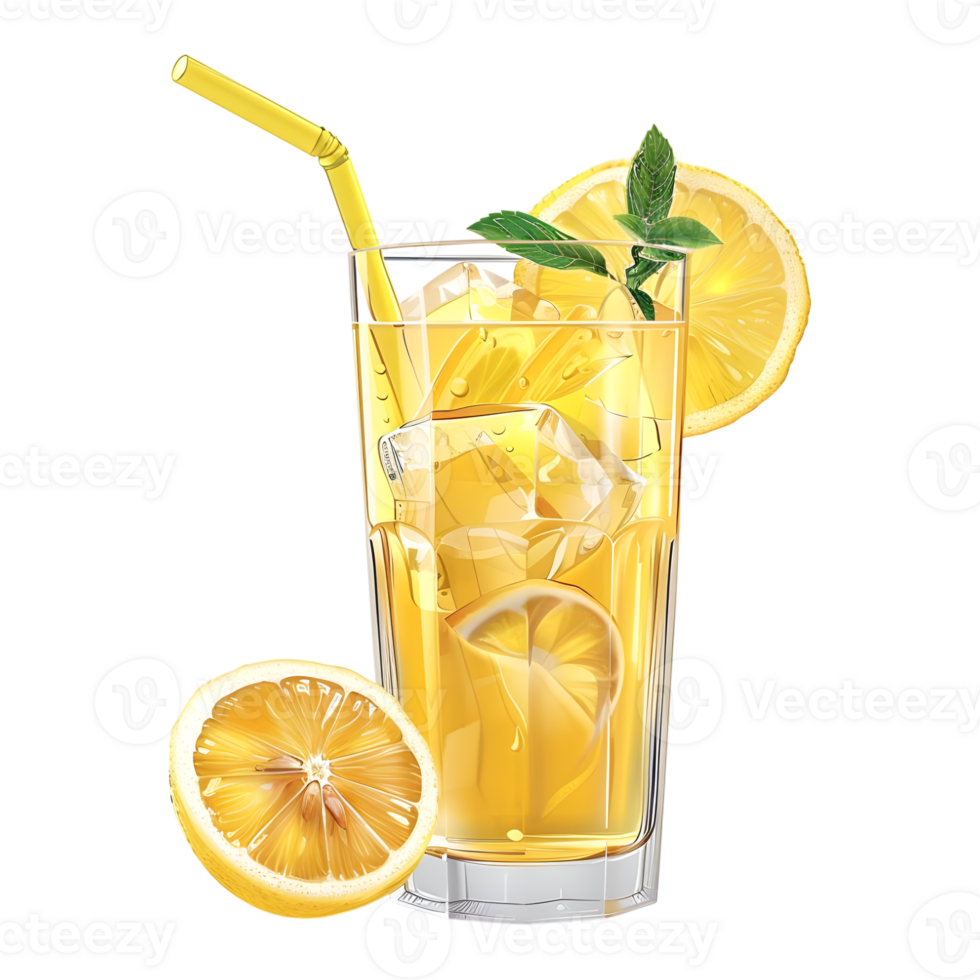 3D Rendering of a Lemon Juice Glass on Transparent Background png