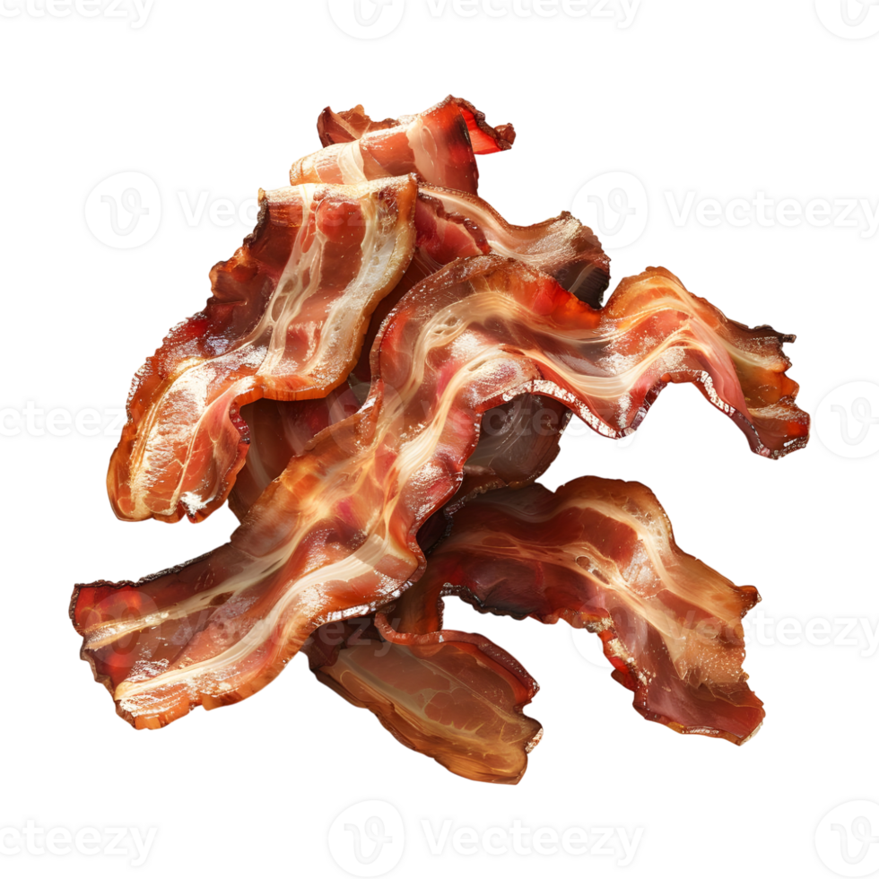 3D Rendering of a Cooked Bacon Stripes on Transparent Background png
