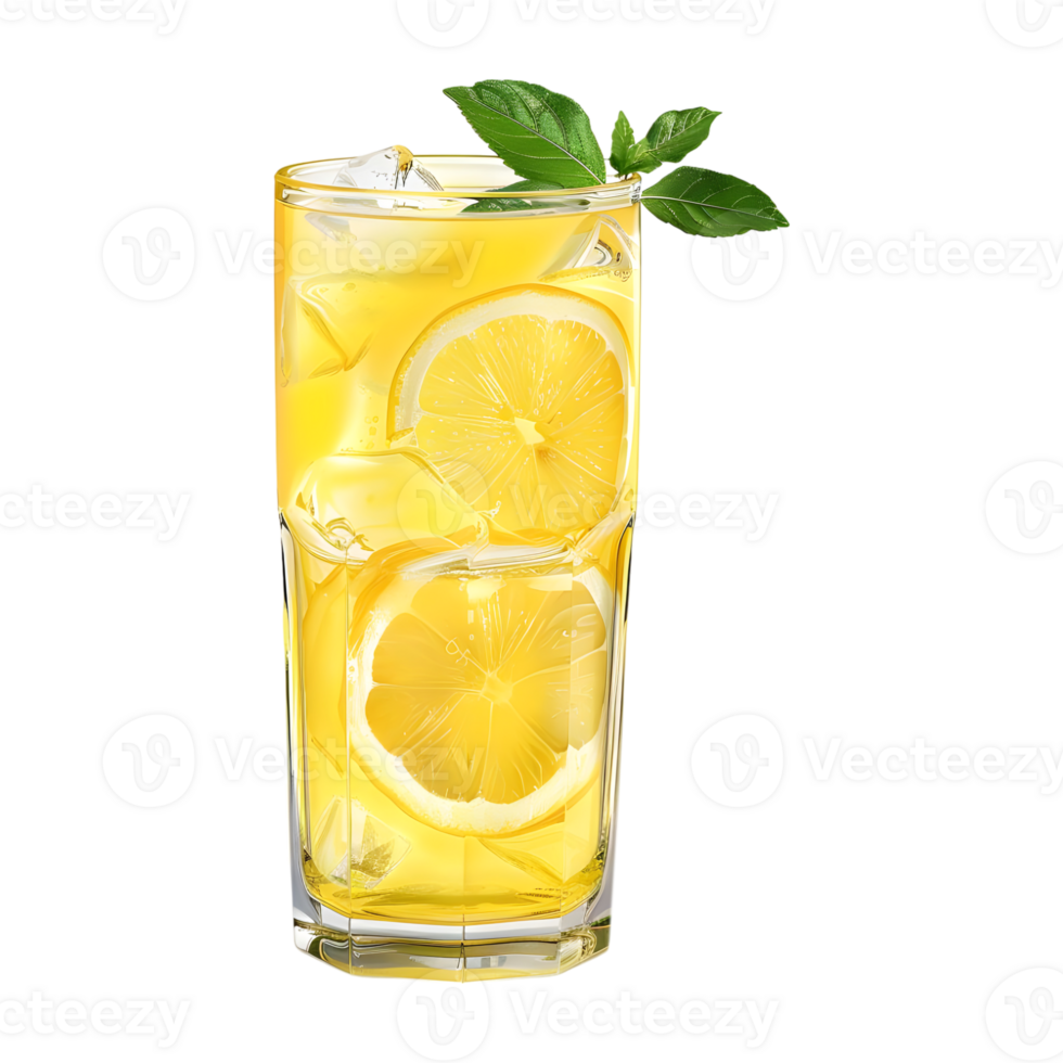 3D Rendering of a Lemon Juice Glass on Transparent Background png