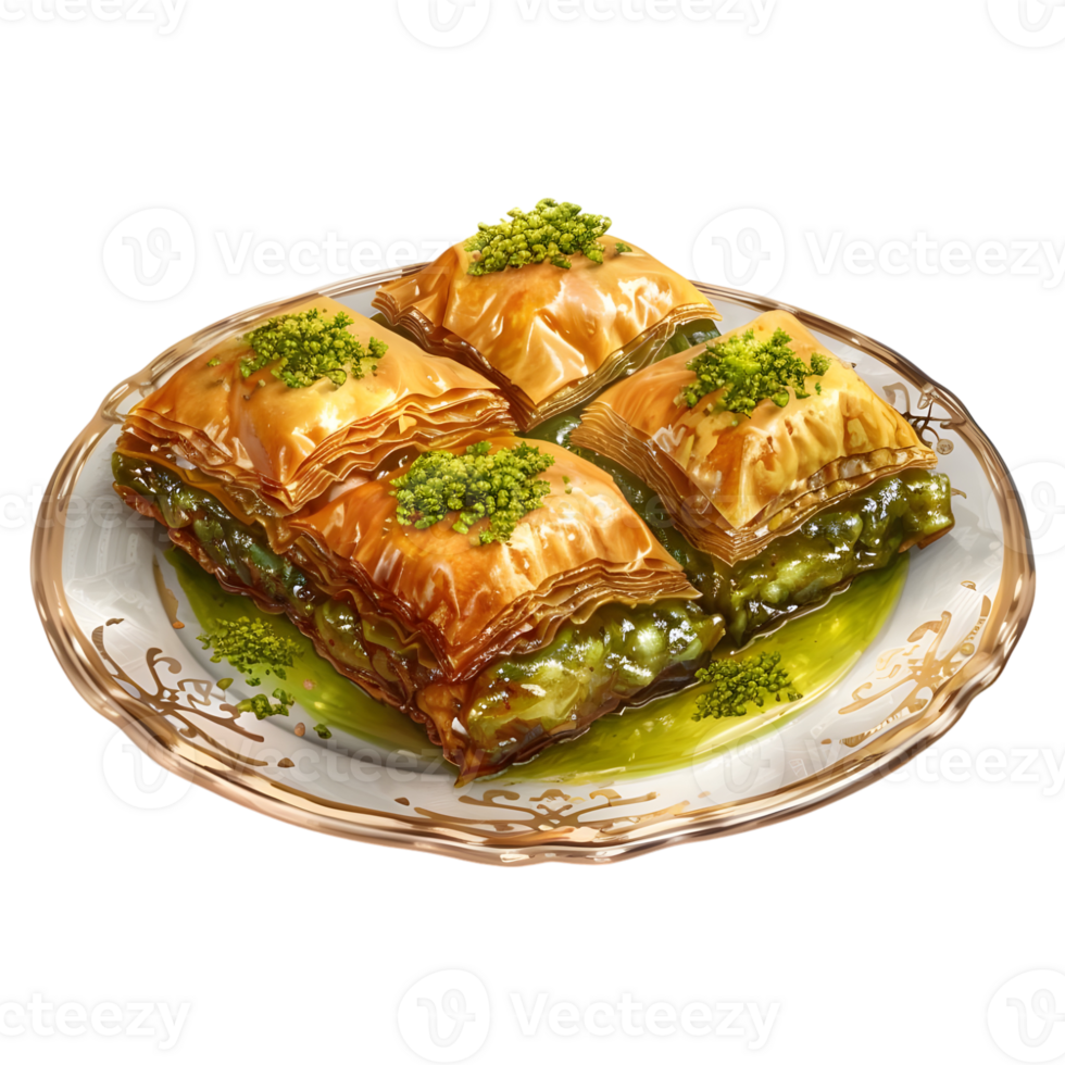 3d renderen van een Turks Ramadan toetje baklava transparant achtergrond png