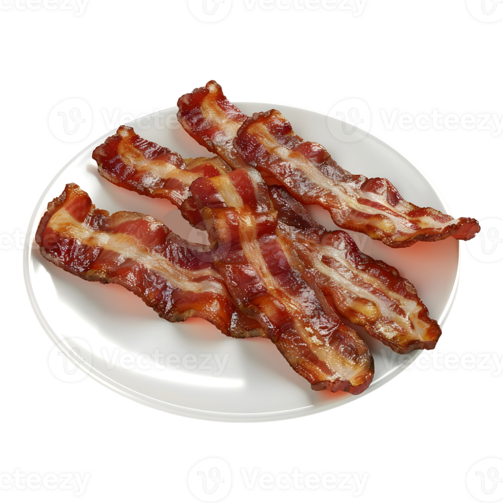 3D Rendering of a Cooked Bacon Stripes on Transparent Background png
