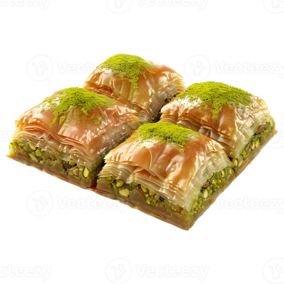 3D Rendering of a Turkish Ramadan Dessert Baklava Transparent Background png