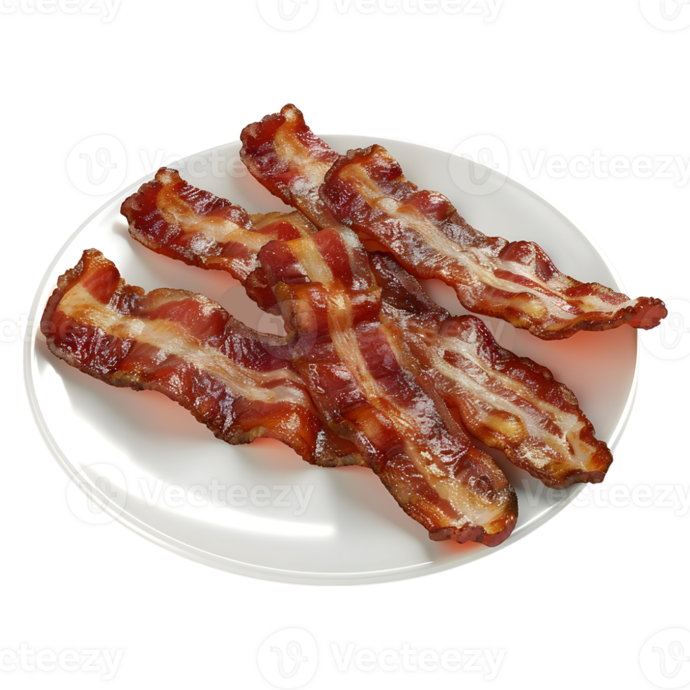 3D Rendering of a Cooked Bacon Stripes on Transparent Background png