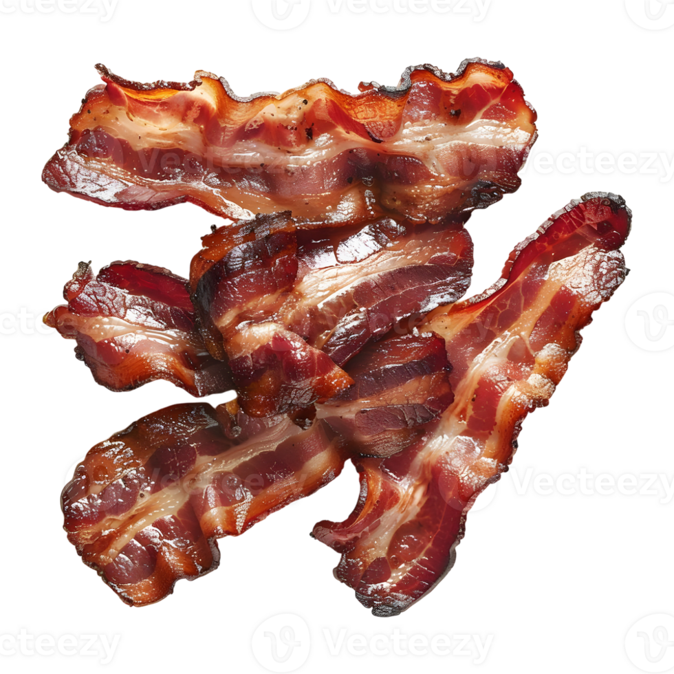 3D Rendering of a Cooked Bacon Stripes on Transparent Background png