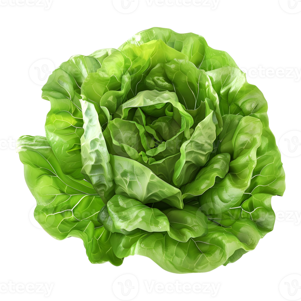 3D Rendering of a Green Lettuce on Transparent Background png