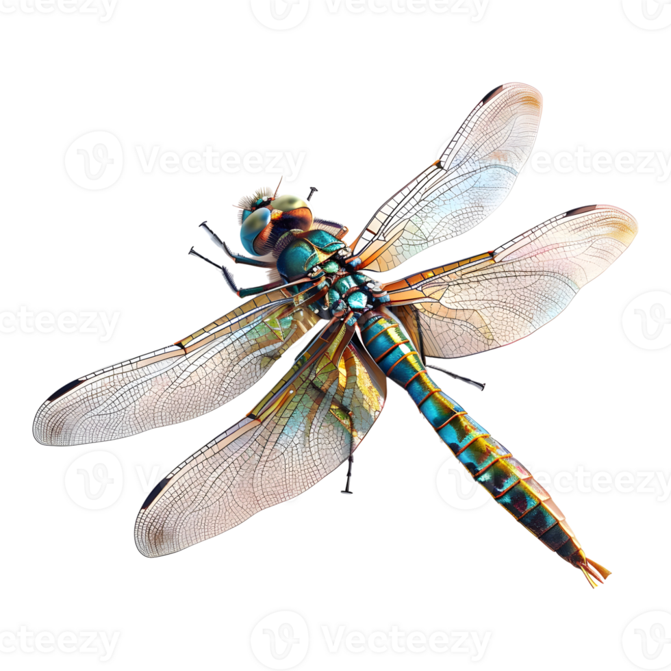 3D Rendering of a Dragonfly on Transparent Background png