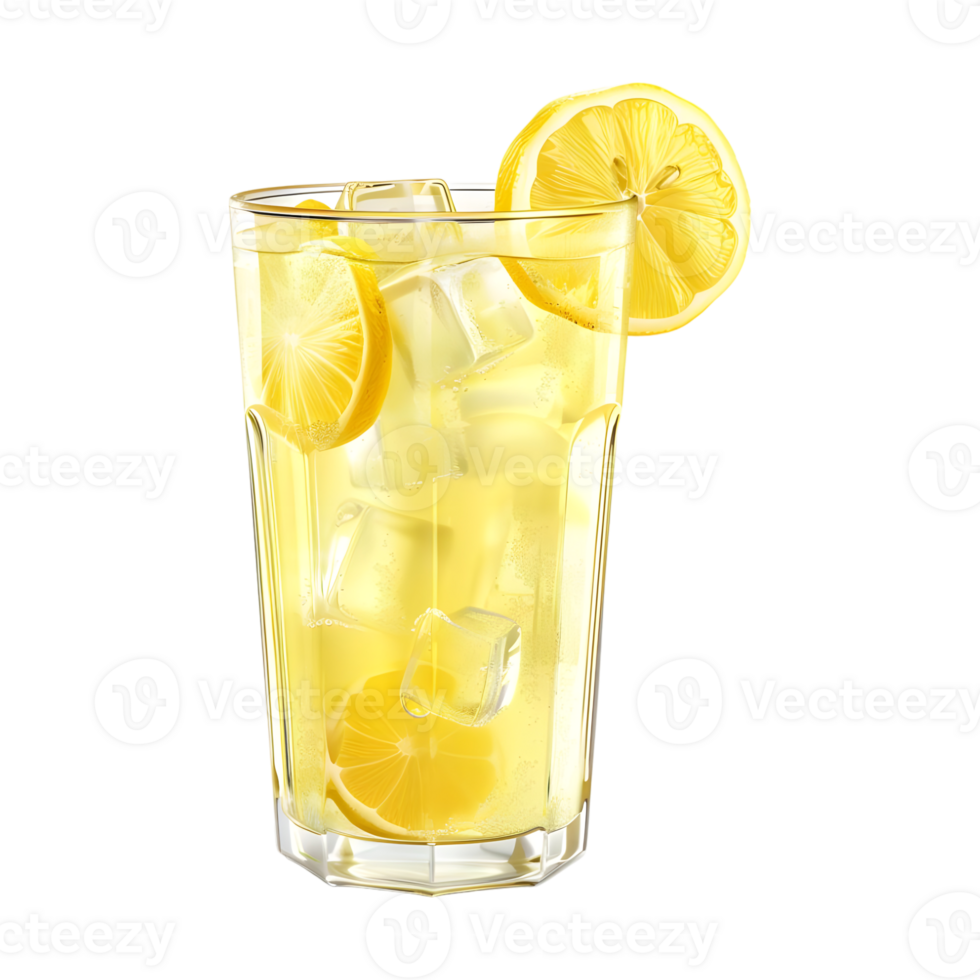 3D Rendering of a Lemon Juice Glass on Transparent Background png