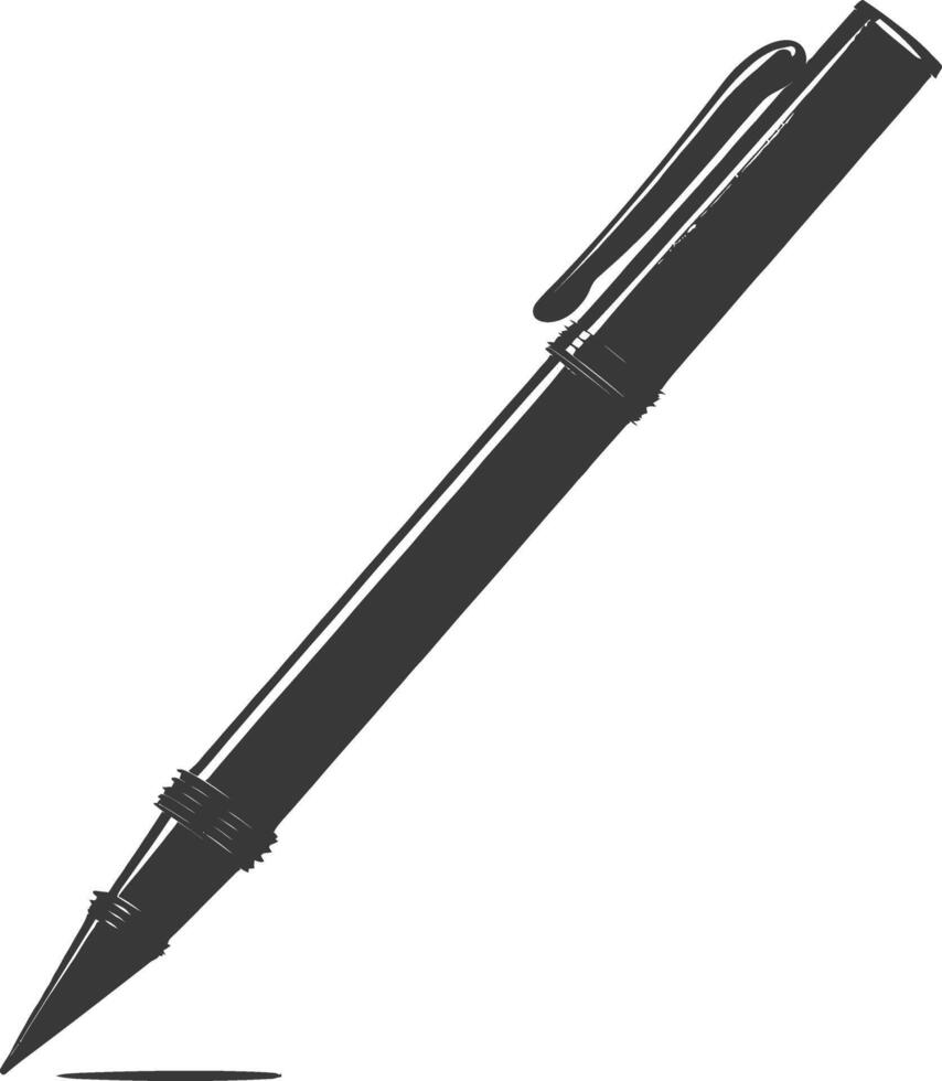 Silhouette pen personal stationery black color only vector