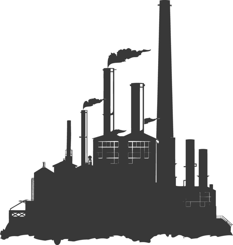 Silhouette industrial building factory black color only vector