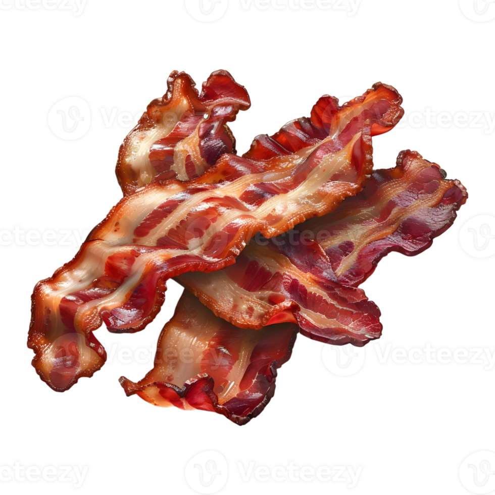3D Rendering of a Cooked Bacon Stripes on Transparent Background png