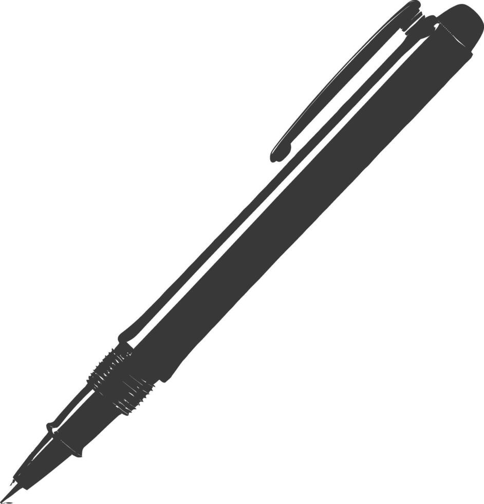 Silhouette pen personal stationery black color only vector