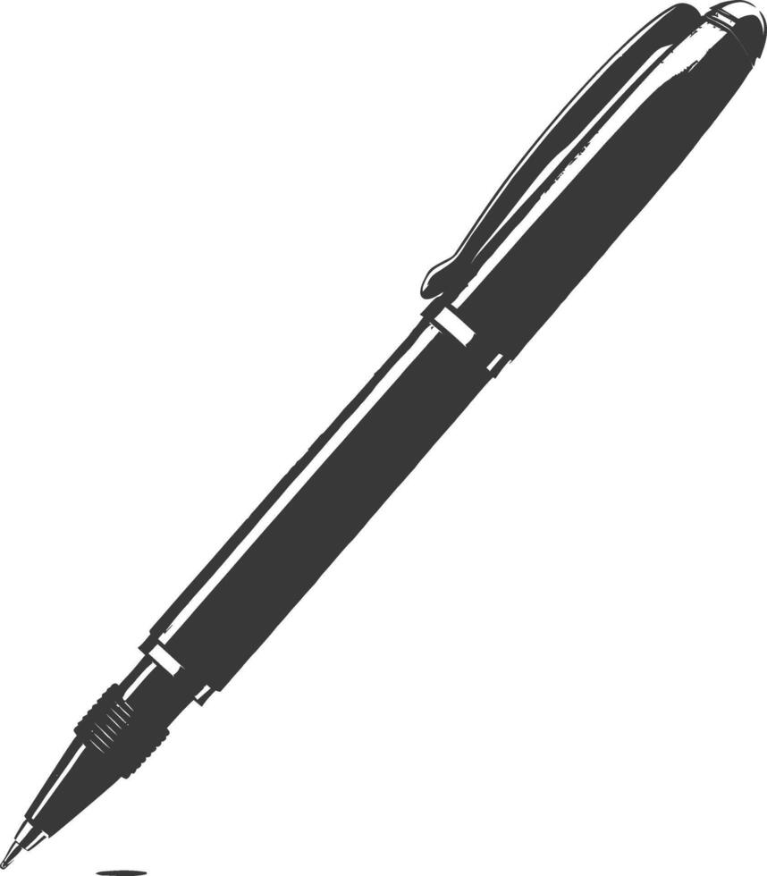 Silhouette pen personal stationery black color only vector