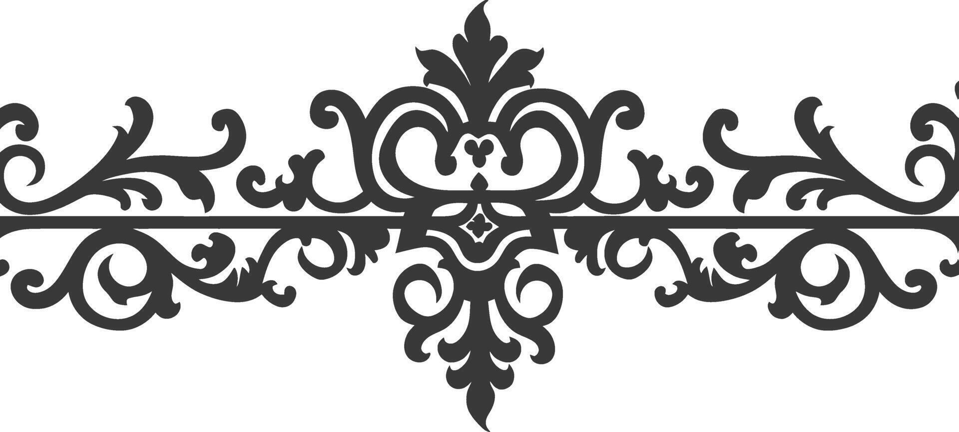 Silhouette horizontal line divider with Hearth shape ornament black color only vector