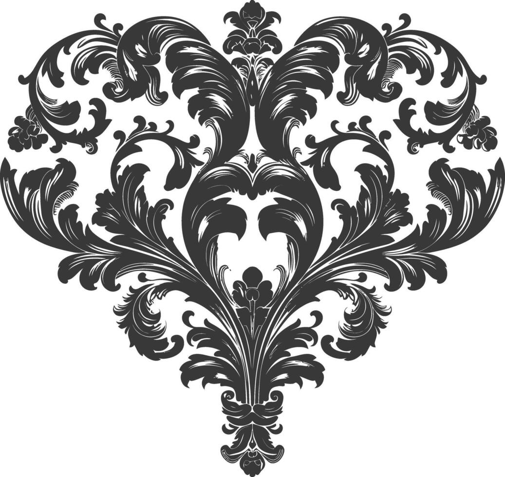 silueta hogar forma barroco ornamento con filigrana floral elemento negro color solamente vector