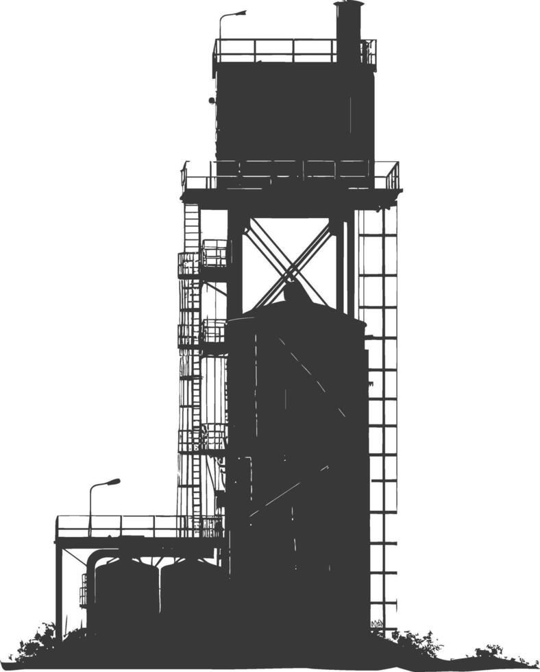 Silhouette industrial building factory black color only vector