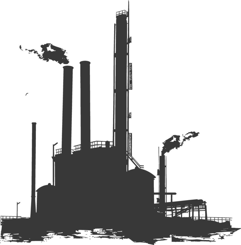 Silhouette industrial building factory black color only vector