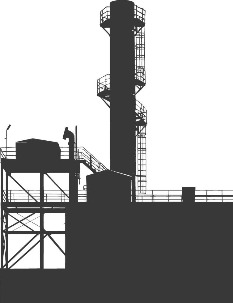 silueta industrial edificio fábrica negro color solamente vector