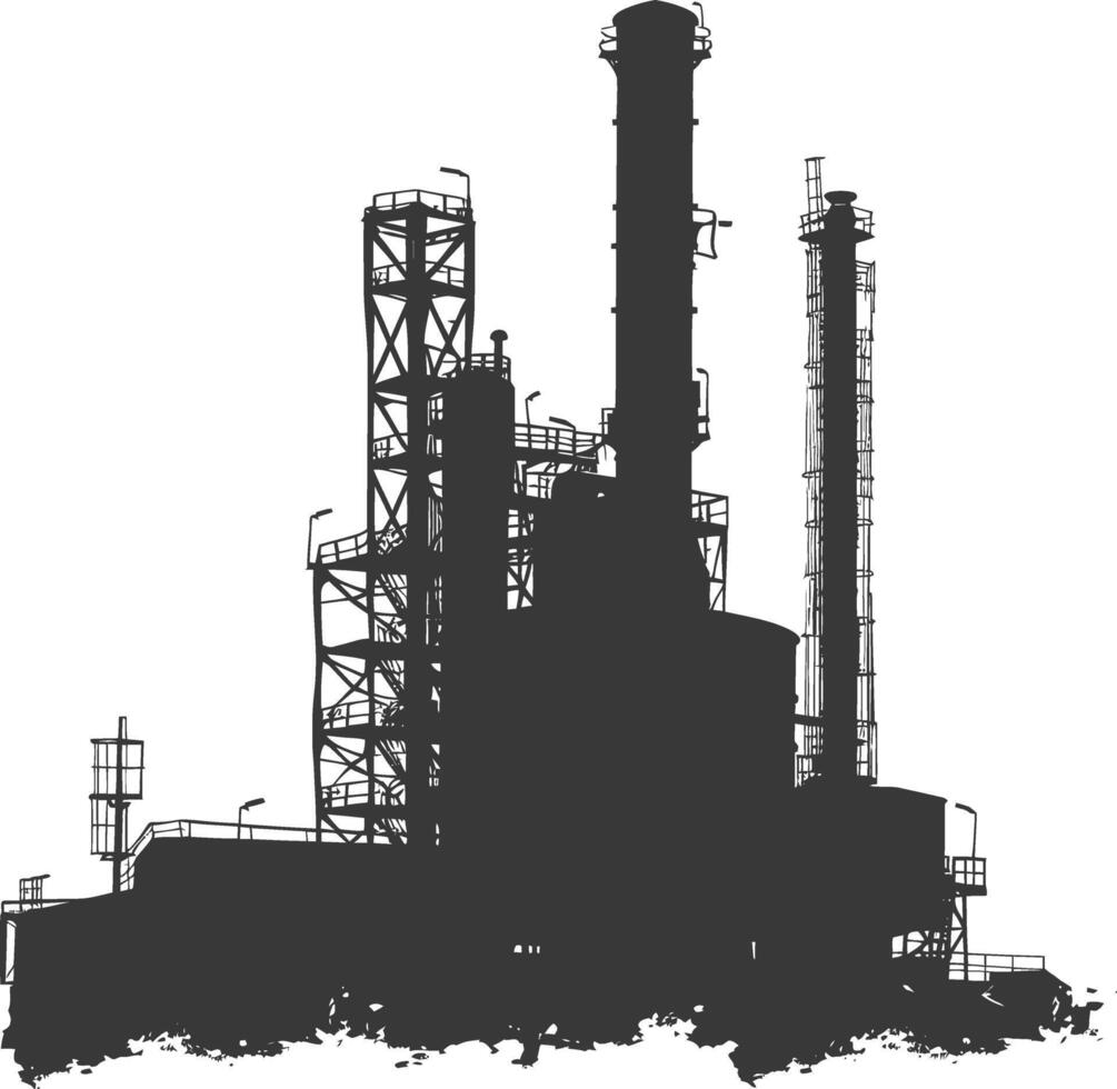 Silhouette industrial building factory black color only vector