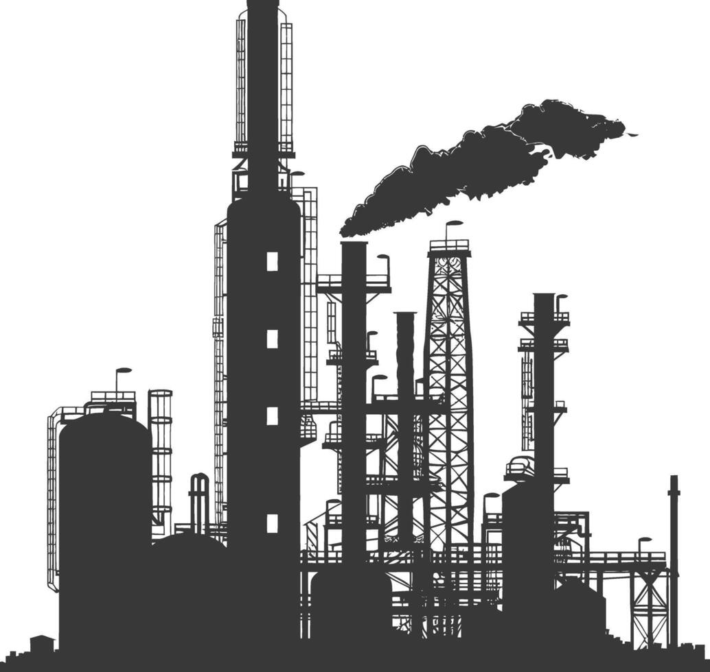 Silhouette industrial building factory black color only vector