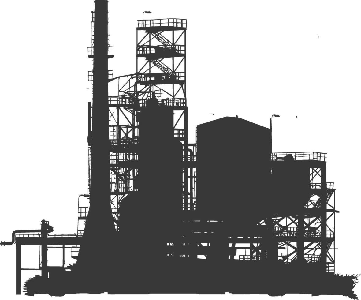Silhouette industrial building factory black color only vector