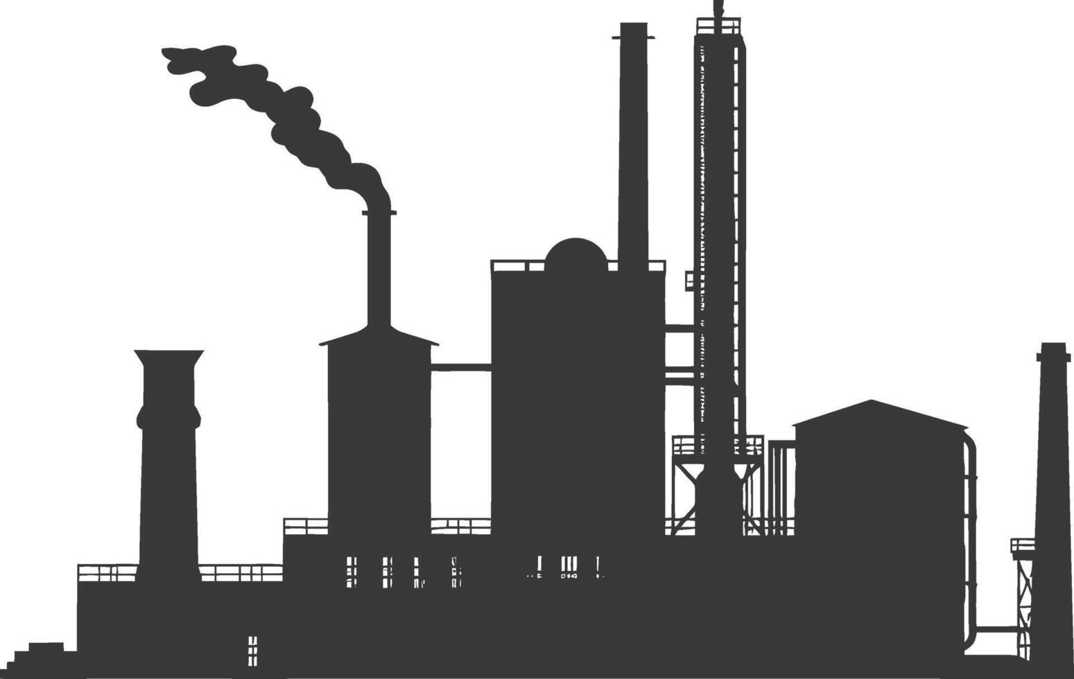 silueta industrial edificio fábrica negro color solamente vector