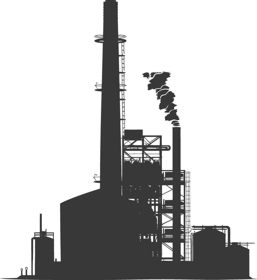 Silhouette industrial building factory black color only vector