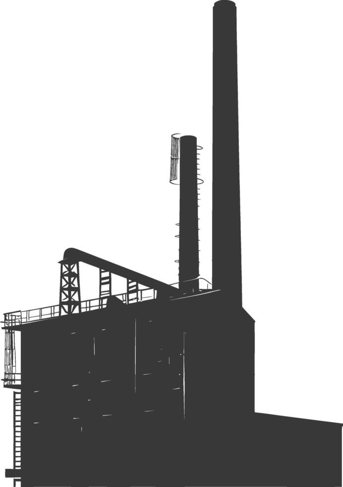 Silhouette industrial building factory black color only vector
