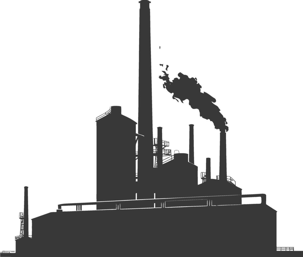 Silhouette industrial building factory black color only vector