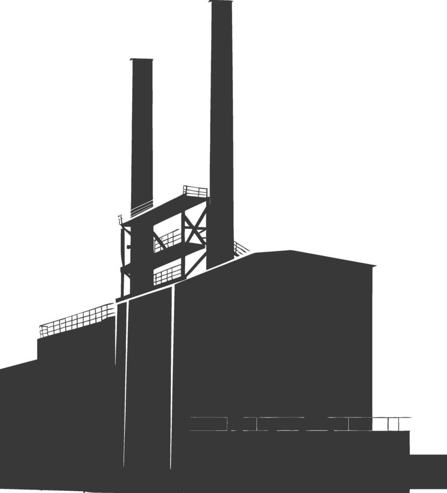 Silhouette industrial building factory black color only vector