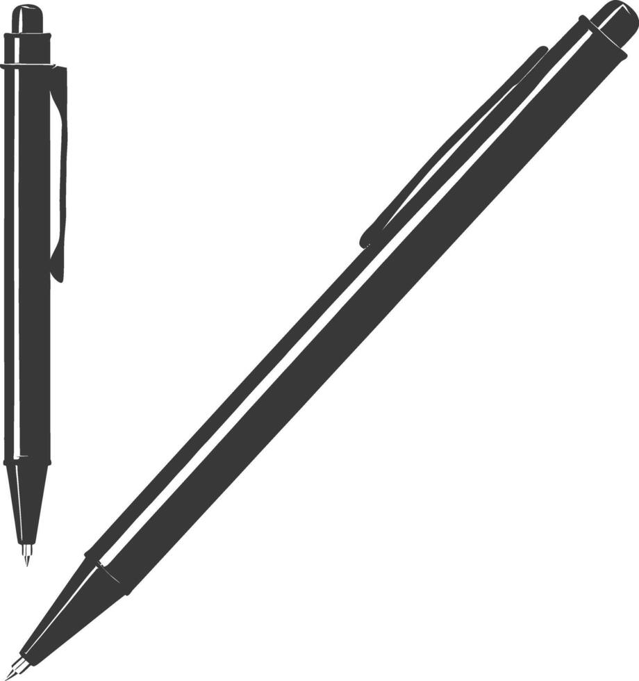 Silhouette pen personal stationery black color only vector