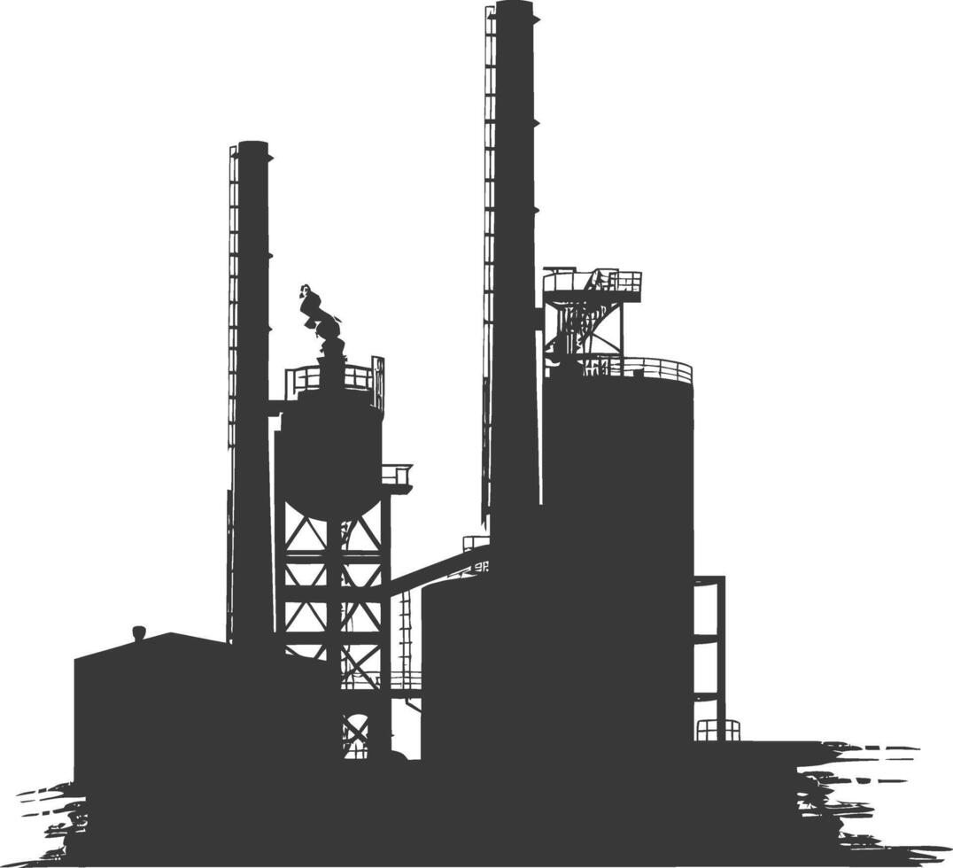 silueta industrial edificio fábrica negro color solamente vector