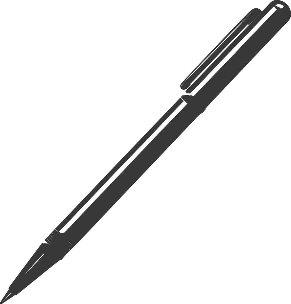 Silhouette pen personal stationery black color only vector