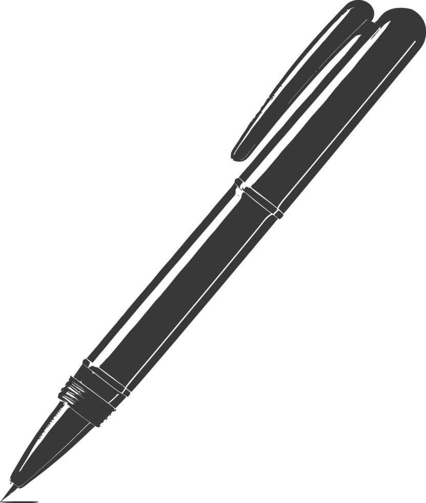 Silhouette pen personal stationery black color only vector