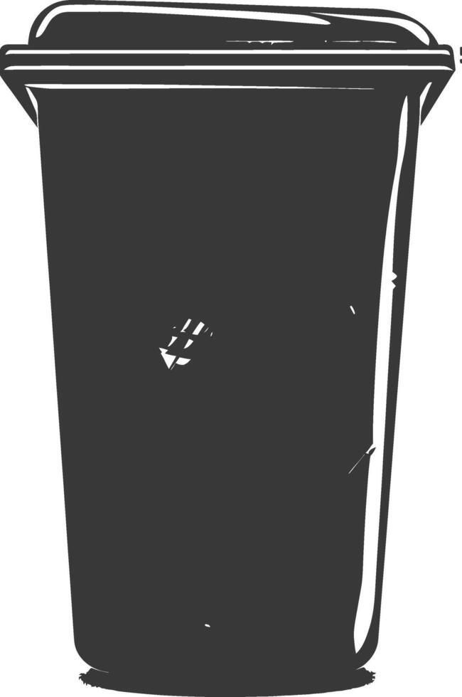 Silhouette rubbish bin or trash bin black color only vector