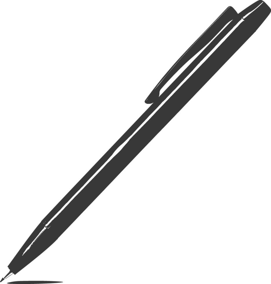 Silhouette pen personal stationery black color only vector