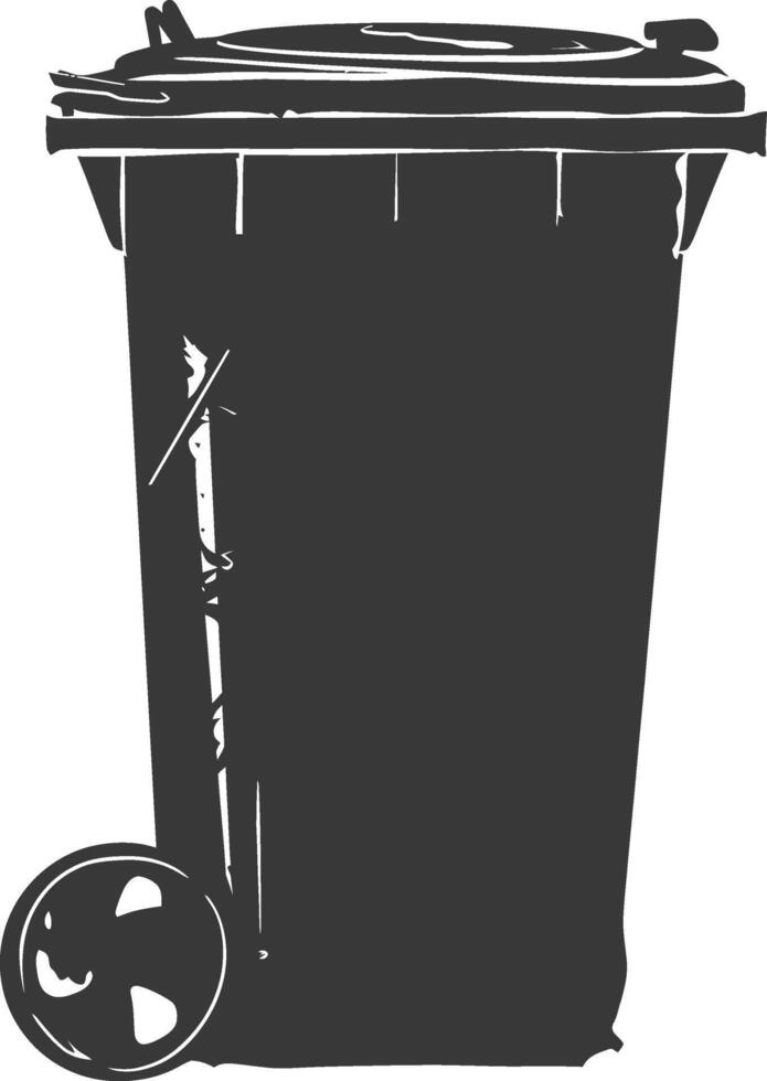 Silhouette rubbish bin or trash bin black color only vector