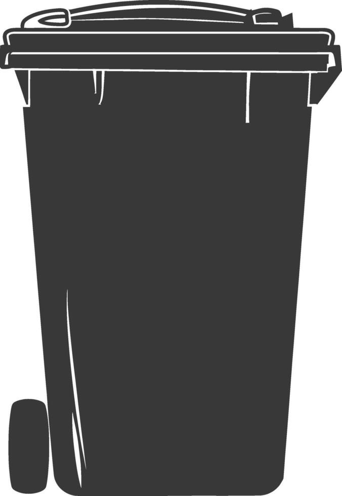 Silhouette rubbish bin or trash bin black color only vector
