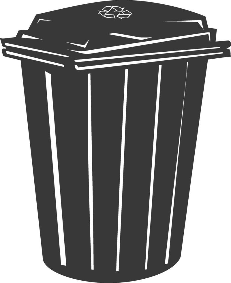 Silhouette rubbish bin or trash bin black color only vector