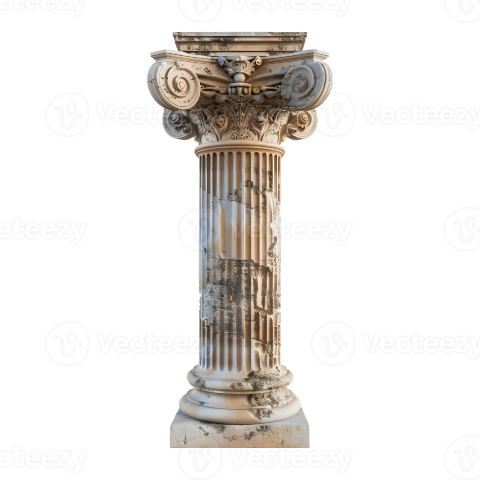 3D Rendering of a Greek Pillar on Transparent Background png